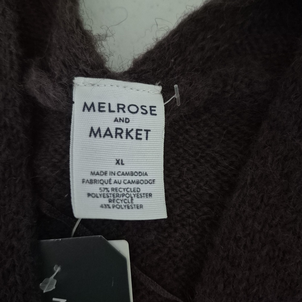 Melrose and Market Cardigan Sweater Womens XL Brown‎ Open Front Knit Cozy Soft - Picture 3 of 8